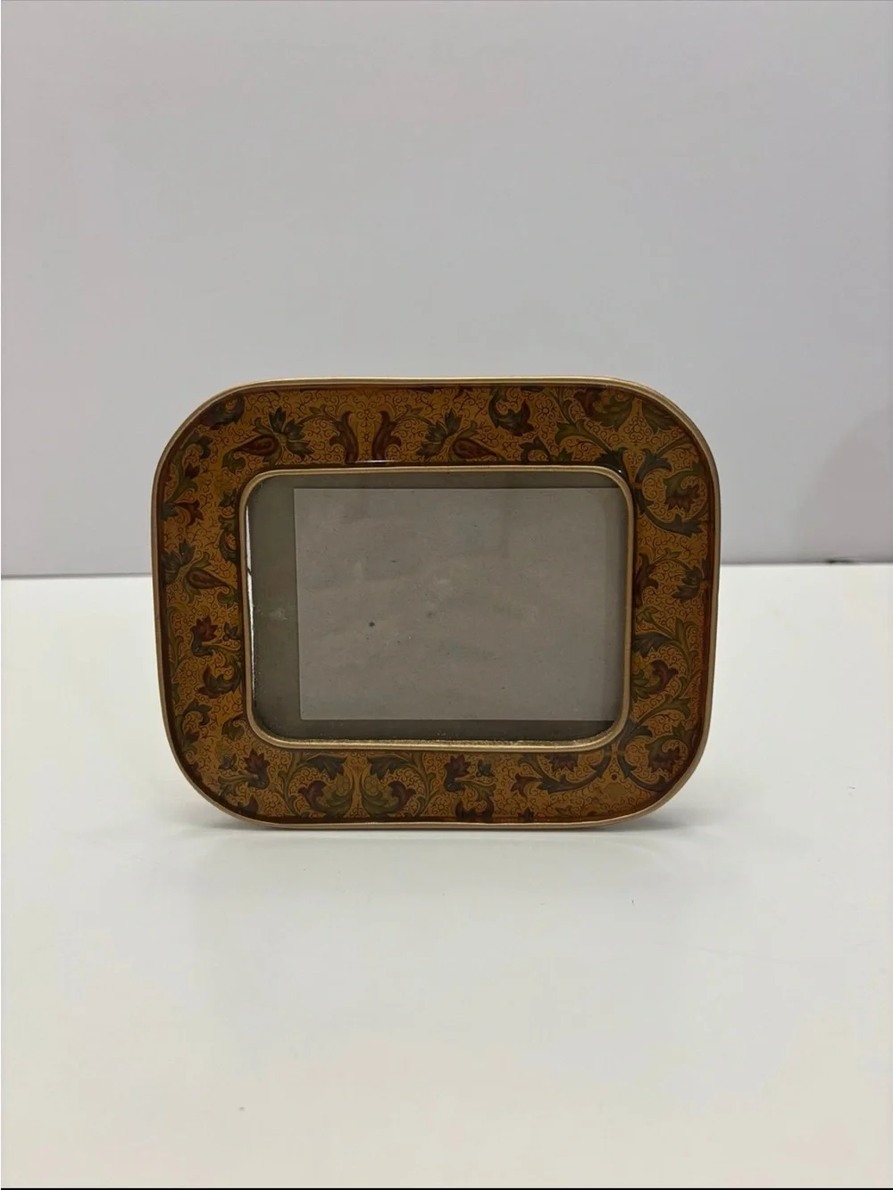 Vintage floral Bucklers 5th Ave Brass Enamel Yellow Floral Picture Frame